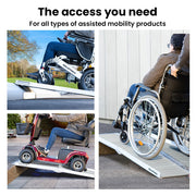 123cm Portable Folding Aluminium Access Ramp 272kg Rated, Silver, for Wheelchair, Mobility Scooter