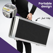 123cm Portable Folding Aluminium Access Ramp, 272kg Rated, Black Ultra-Grip, for Wheelchair, Mobility Scooter