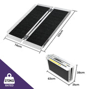 123cm Portable Folding Aluminium Access Ramp, 272kg Rated, Black Ultra-Grip, for Wheelchair, Mobility Scooter