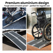 152cm Portable Folding Aluminium Access Ramp 272kg Rated, Black Ultra-Grip, for Wheelchair, Mobility Scooter