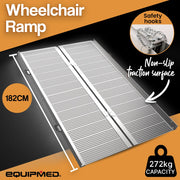 182cm Portable Folding Aluminium Access Ramp, 272kg Rated, for Wheelchair, Mobility Scooter, Rollator