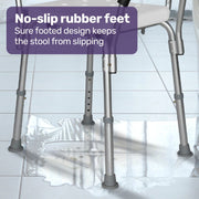 EQUIPMED Shower Chair Bath Seat, 120kg Capacity, with Arms, Adjustable Height, for Elderly, White