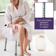 EQUIPMED Shower Chair Bath Seat, 120kg Capacity, with Arms, Adjustable Height, for Elderly, White