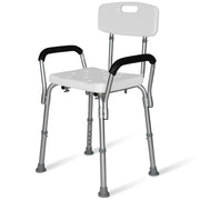 EQUIPMED Shower Chair Bath Seat, 120kg Capacity, with Arms, Adjustable Height, for Elderly, White
