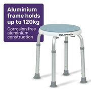 Shower Chair Bath Stool with 360-degree Swivel Rotating Seat for Elderly, White/Blue