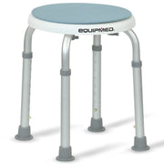 Shower Chair Bath Stool with 360-degree Swivel Rotating Seat for Elderly, White/Blue