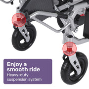 Power Electric Wheelchair, Airline Approved Wheelchair, Extra Lightweight, Long Range, Lithium Batteries, Silver