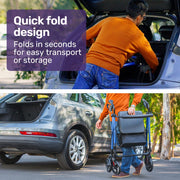 4 Wheel Lightweight Rollator Walker, Aluminium Frame, Seat, Carry Bag, for Seniors, Blue