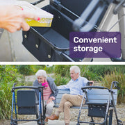 4 Wheel Lightweight Rollator Walker, Aluminium Frame, Seat, Carry Bag, for Seniors, Titanium Style