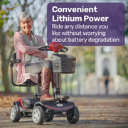 FreeRoam+ Mid-Sized Lithium Fast Easy Charge Mobility Scooter, Red