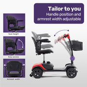 FreeRoam+ Mid-Sized Lithium Fast Easy Charge Mobility Scooter, Red