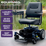 Heavy Duty Electric Wheelchair, Up to 20km Range, Ultra-Comfortable, Great Turning Circle, Safe Stable Non-Slip Anti-Roll Back Power Chair, Blue