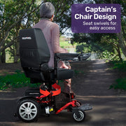Heavy Duty Electric Wheelchair, Up to 20km Range, Ultra-Comfortable, Great Turning Circle, Safe Stable Non-Slip Anti-Roll Back Power Chair, Red