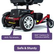 Heavy Duty Electric Wheelchair, Up to 20km Range, Ultra-Comfortable, Great Turning Circle, Safe Stable Non-Slip Anti-Roll Back Power Chair, Red