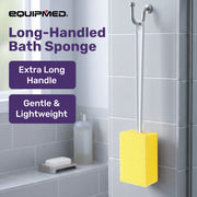 EQUIPMED Long Handled Bath Sponge, Bathing and Shower Aid for Elderly & Limited Mobility