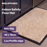 EQUIPMED 45x70cm Non-Slip Indoor Rug Floor Mat Beige, Poly Fiber Cut Loop Pile, High Density Base, Anti-Trip Edging