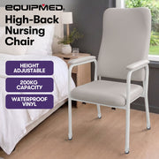 EQUIPMED High-Back Bariatric Patient Day Chair, 200kg Capacity, Adjustable Height Nursing Geriatric Seat