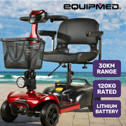 FreeLite+ Mid-Sized Foldable Electric Mobility Scooter, Lithium Battery, Long Range and Easy Charging, Red