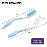 EQUIPMED Long Handle Hair Brush & Comb Set, Easy to Use Ergonomic Detangling Padded Hairbrush, Grooming Aid for Elderly and Limited Mobility