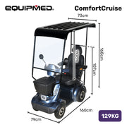 Equipmed ComfortCruise Mobility Scooter with Roof, Blue