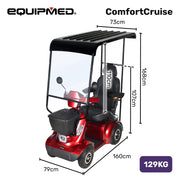 Equipmed ComfortCruise Mobility Scooter with Roof, Red