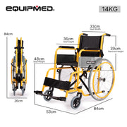 Kids Paediatric Wheelchair, 100kg Rated, 110-140cm Rider Height, Quick Folding, Adjustable Footrests, 22
