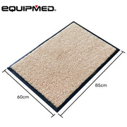 EQUIPMED 60x85cm Non-Slip Indoor Rug Floor Mat Beige, Poly Fiber Cut Loop Pile, High Density Base, Anti-Trip Edging