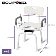 EQUIPMED Shower Swivel Chair, 136kg Capacity, Padded Armrests, Adjustable Height, Non-slip Seat/Feet, Rehabiltiation and Senior Care, Injury Support Bathing Aid