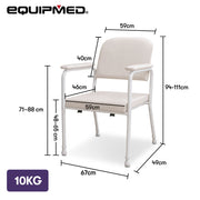 EQUIPMED Low-Back Bariatric Patient Day Chair, 200kg Capacity, Adjustable Height Nursing Geriatric Seat