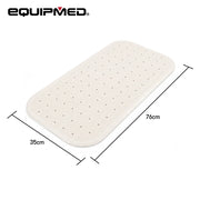 EQUIPMED 35 x 76cm Shower Mat with Suction Cups, Synthetic Rubber, Anti-Slip Bath Aid for Wet Areas, White